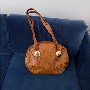 CAVALIERI ‎ Vintage  Brown Crocodile leather. shoulder/crossbody Bag.